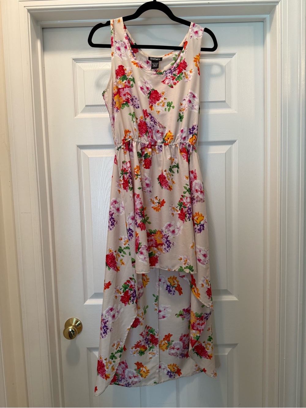 Feathers White/Pink Floral High-Low Maxi Dress